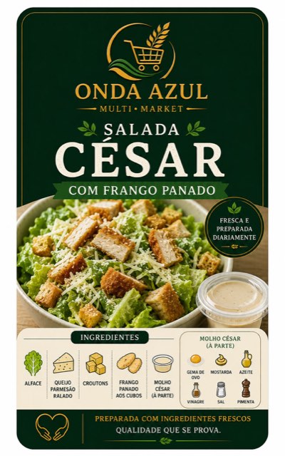 Embalagem da Salada César com frango panado