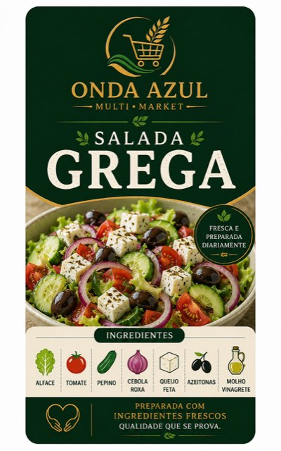 Embalagem da Salada Grega da Onda Azul
